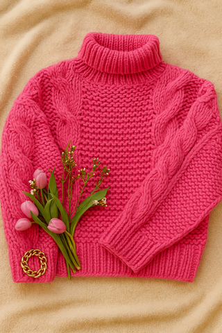 Damenpullover – Oversize Grobstrick, Acrylmischgewebe, Warm & Gemütlich