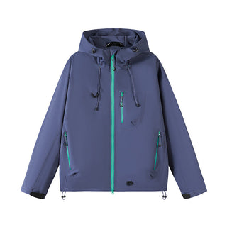 This men's jacket features a technical design, crafted from waterproof and breathable material, and includes an adjustable hood for added functionality and style, perfect for outdoor activities 2