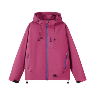 This men's jacket is made from a waterproof and breathable fabric, featuring a technical design and an adjustable hood, perfect for outdoor activities in varying weather conditions. 10