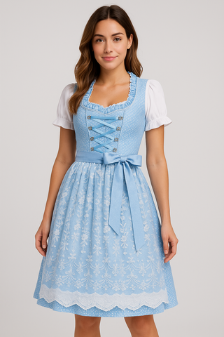 Damen Trachtenkleid – Blaues Dirndl, leicht & edel