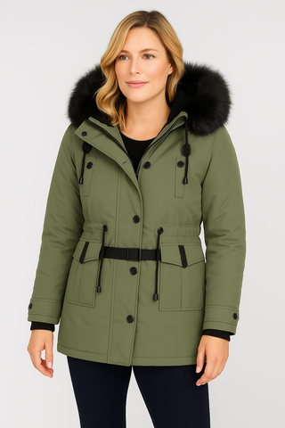 Damen Jacke – Kunstpelzbesatz, Stylisch & Bequem