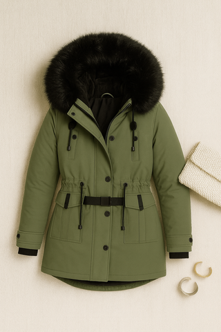Damen Jacke – Kunstpelzbesatz, Stylisch & Bequem