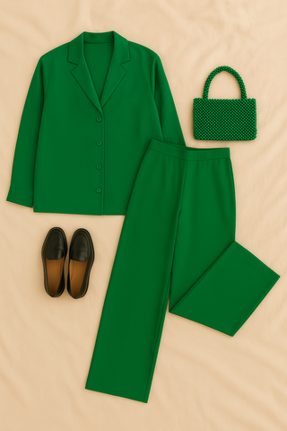 Damen Loungewear Set – Satin, Elegante Hemdbluse & Weite Hose, Bequem & Vielseitig