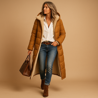 This women's long winter coat features an elegant and comfortable design, crafted from high-quality materials, perfect for stylish warmth during colder months. 2