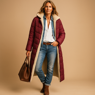 A long women's winter coat made from a warm, comfortable fabric, featuring an elegant design that combines style and practicality for chilly weather. 5