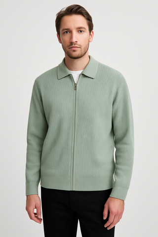 Herrenjacke – Feinstrick mit Reißverschluss, schlicht & edel
