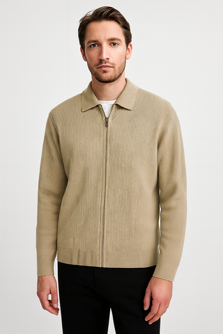 Herrenjacke – Feinstrick mit Reißverschluss, schlicht & edel