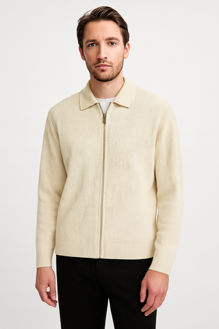 Herrenjacke – Feinstrick mit Reißverschluss, schlicht & edel