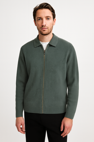 Herrenjacke – Feinstrick mit Reißverschluss, schlicht & edel