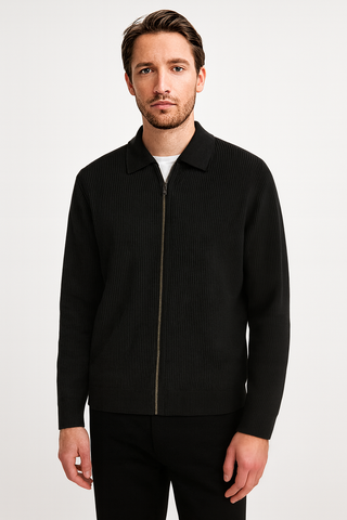 Herrenjacke – Feinstrick mit Reißverschluss, schlicht & edel